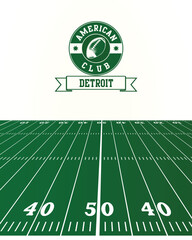 City of Detroit Stamp, American Football green field, Vector Illustration Abstract Editable image, Social Media Post