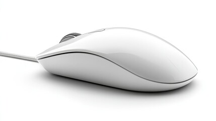 White computer mouse isolated on a white background.