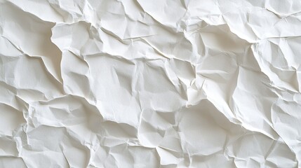 Obraz premium White crumpled paper background texture pattern overlay, offering a tactile and raw design.