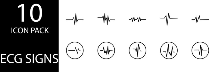 
simple ECG symbol icon set design