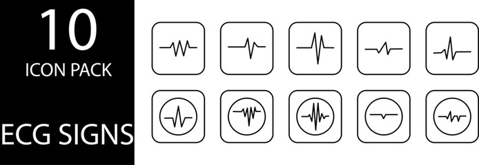 
simple ECG symbol icon set design