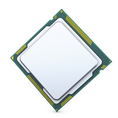 Illustration 3D CPU Processor Generic on White Background