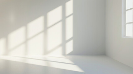 Fototapeta premium Minimalist Sunlit Room with Window Light and Shadows