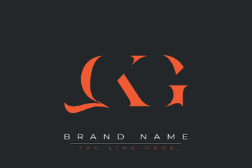 Naklejka premium QKG abstract letter logo design. This logo is designed by three abstract letters.
