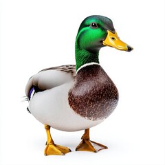 Obraz premium Realistic photo of a duck isolated on a white background capturing the beauty of nature in high quality detail