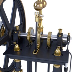 Illustration Victorian Vertical Steam Engine on Isolated Background