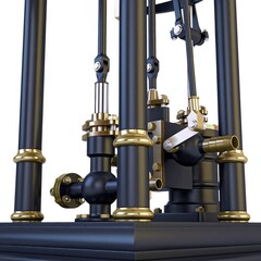 Illustration Victorian Vertical Steam Engine on Isolated Background