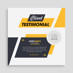 Client feedback or customer testimonial social media post design template.
