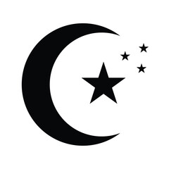 Minimalist Crescent moon and Star Design. Religious and Cultural Symbol Vector