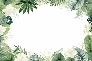 Greeting Card Template with Floral Pattern. Abstract Background with Hand Drawn Leaves, Flowers and Succulents . Oil, Acrylic Painting Floral Pattern. Design Element for Greeting Cards and Wedding, Bi