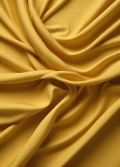 Vibrant Yellow Satin Fabric Draped Elegantly