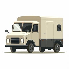 Obraz premium Minimalist vector art of a delivery truck with geometric shapes and clean modern design