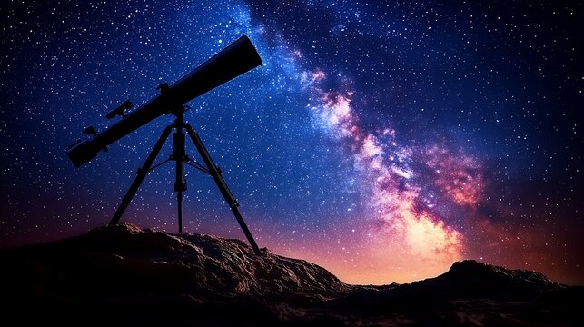 Telescope Milky Way Night Sky Astronomy Space Exploration