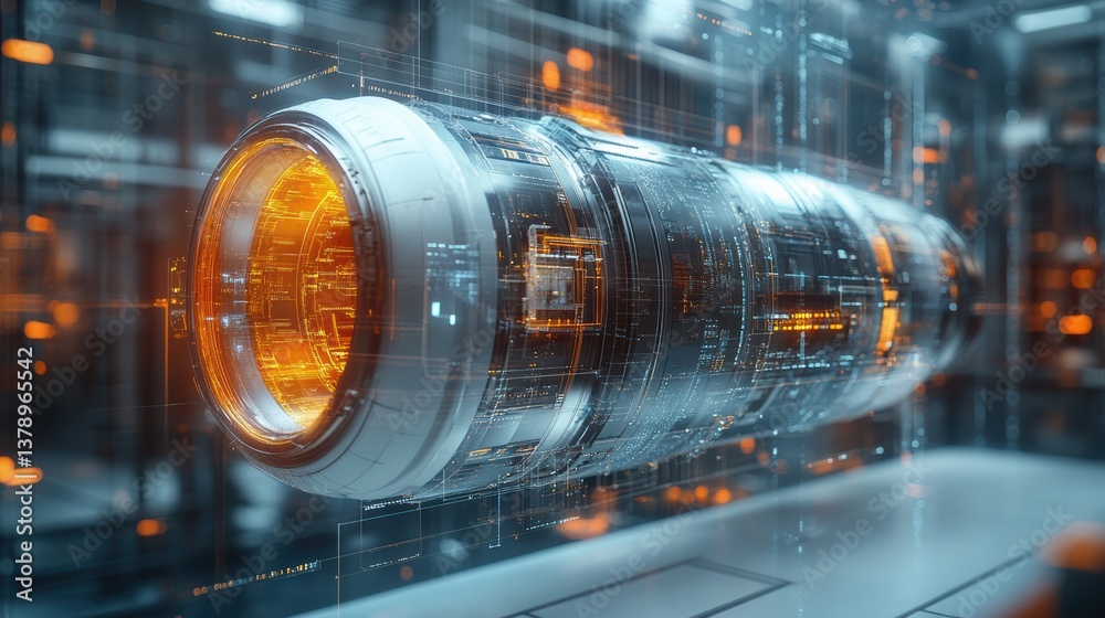 Poster futuristic digital technology with glowing elements, representing advanced innovation and high-tech 