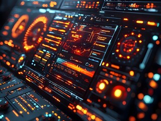 Futuristic dashboard glowing with AI driven data insights