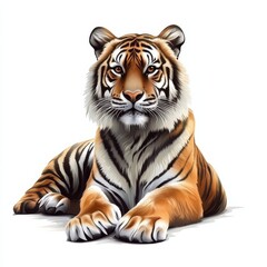 Obraz premium Magnificent Tiger Portrait: A Striking Gaze and Elegant Fur Texture Captivating Viewers With Its Power