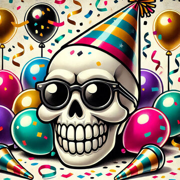 Skull in party celebration 