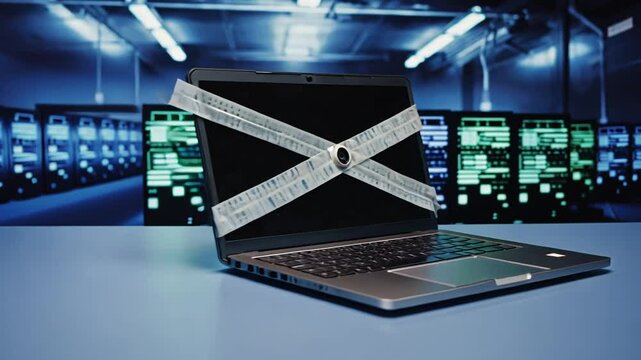Covering the laptop webcam.