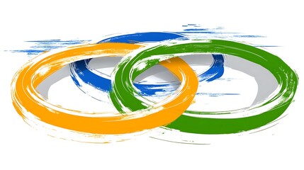 Abstract rings of overlapping color forming a graphic design element