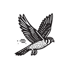Obraz premium Simple American Kestrel Flying Vector Icon – Vintage Logo & Retro Illustration