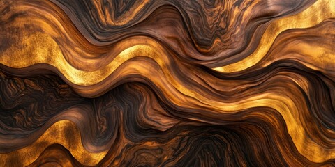 Abstract Wood Texture with Golden Veins