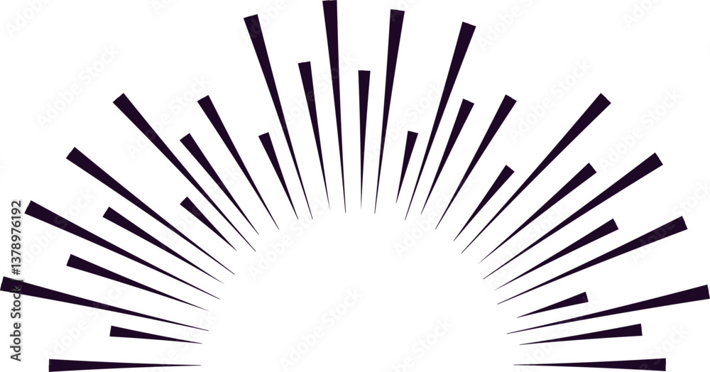 Poster radial speed lines converging from the edges of the image create a dynamic semicircle effect, featur