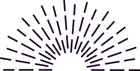 Obraz premium Semicircle of black radiating lines creates a vintage sunburst effect, evoking a sense of dynamism and energy with its simple yet striking design