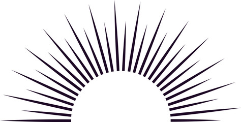 Naklejka premium Radial lines converging towards the center of a semicircle, creating a dynamic visual effect, ideal for backgrounds, logos, or design elements on a white background