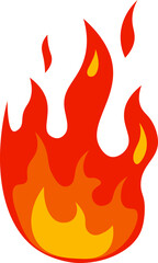 Cartoon flames burning with intense heat create a vibrant and dynamic visual, radiating energy through bright reds and oranges, embodying the essence of fire and power