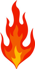 Cartoon flames burning brightly with vibrant red and orange hues, creating a dynamic and stylized representation of fire's energy and power, radiating heat and intensity
