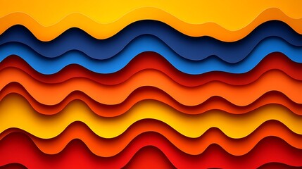 Abstract image of colorful layered paper cut out waves