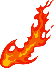 Burning red and orange cartoon flames dancing against a white background, capturing the essence of fire, heat, energy, and danger in a vibrant, eye catching design