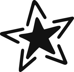 Simple black star shape featuring a double contour, isolated against a white background, creates a striking and visually appealing design element perfect for various applications