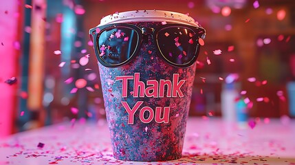 Thank You Coffee Cup Confetti Celebration Image