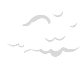 Minimalist vector illustration featuring light gray stylized clouds gracefully floating in a bright white sky, embodying simplicity and elegance in design