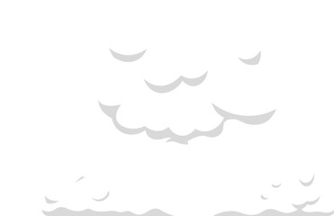 Cartoon clouds are creating a light gray pattern on a white background, suggesting a clear sky with a few fluffy clouds floating peacefully
