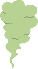 Green stinky toxic cartoon fart escapes upwards and expands, filling the air with its unpleasant odor, creating an embarrassing and funny moment