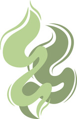 Green smoke swirling and rising upward, forming abstract shapes that create an enchanting and visually captivating design with ethereal and fluid forms, perfect for artistic backgrounds