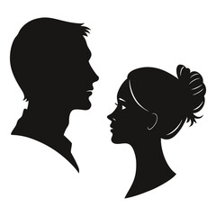 Silhouette of a loving couple, woman and man in profile, vector illustration