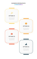 Vertical progress bar featuring 4 arrow-shaped elements, symbolizing the four stages of business strategy and progression. Clean timeline infographic design template. Vector for mobile presentation.