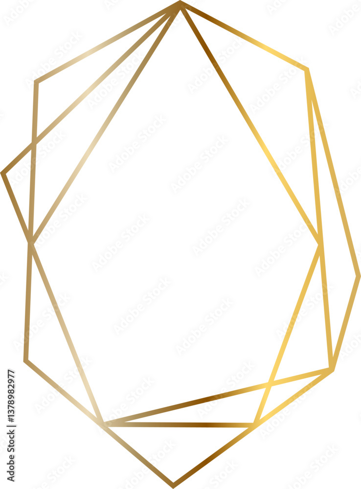 Poster geometric golden frame forming an uneven rounded shape with sharp corners, creating a modern and ele