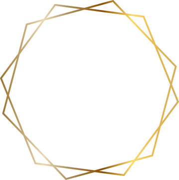 Golden frame with dodecagon shape creating a sophisticated and elegant design, ideal for invitations, cards, or any project requiring a touch of luxury and modernism