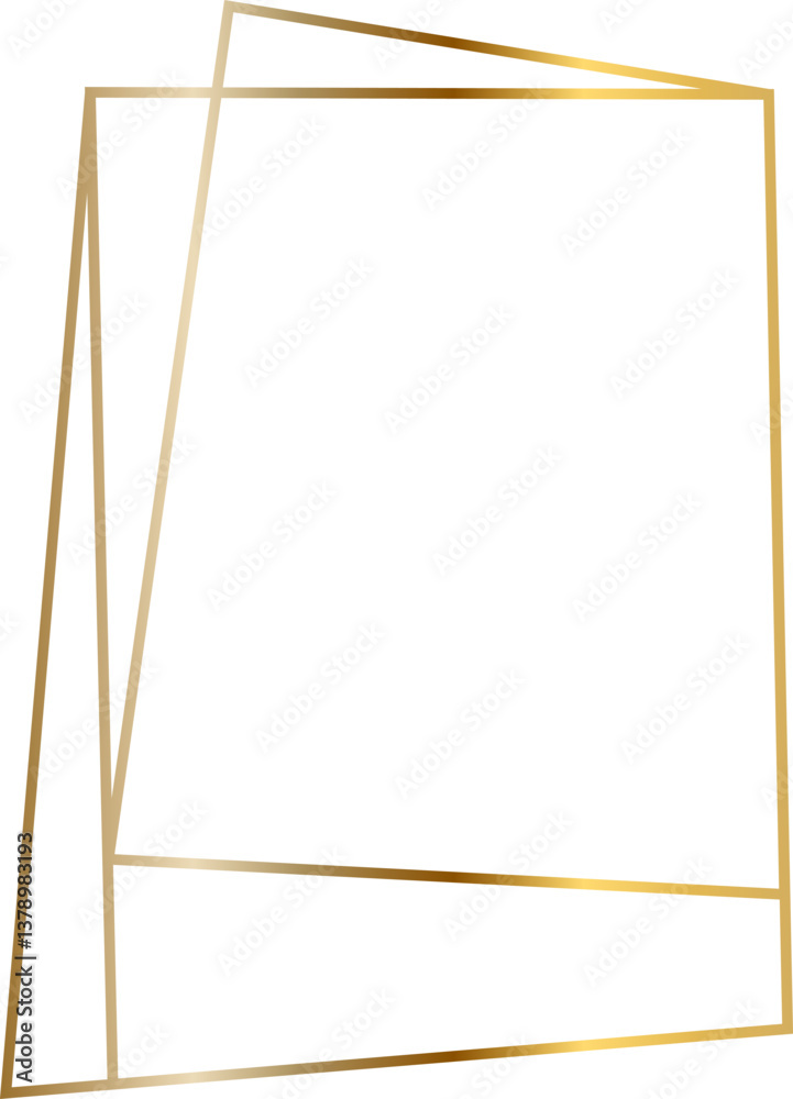 Poster golden frame with overlapping geometric lines creating an elegant and modern design, perfect for add