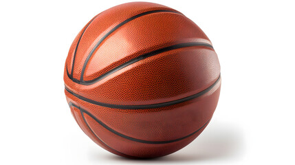 A basketball with textured grip and visible branding, natural lighting, soft shadows beneath, no reflections, no background elements, a clean cutout effect, on a pure white background. 