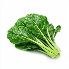 Bunch of fresh green leafy vegetables including chinese kale kai-lan captured in high quality realistic photo isolate