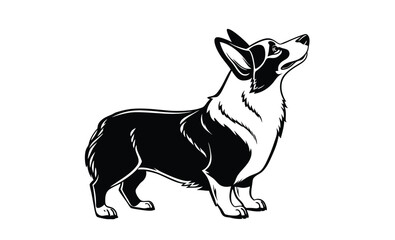 Playful corgi dog vector silhouette, Playful Corgi Vector Illustration 