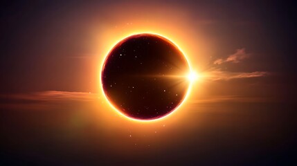 An amazing celestial event showing an eclipse with brilliant sunlight