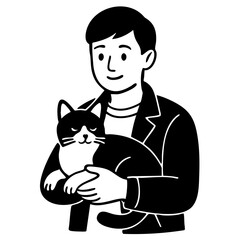 man and cat