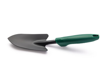 Small garden trowel isolated on white background. Gardening tool.
