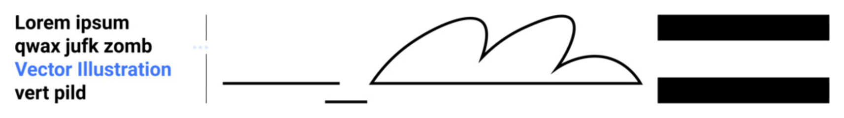 Minimal text sits alongside a cloud outline, horizontal lines, and stacked rectangles. Ideal for branding, creative layouts, modern design, digital graphics, abstract art, visual identity simple